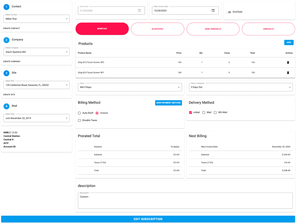 WorkHorseSCS-RMR Billing - Subscriptions